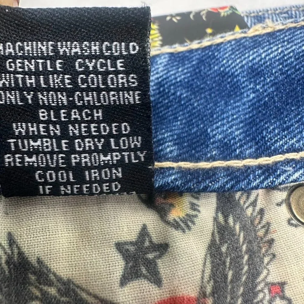 New Ed Hardy Tattoo Denim Jean Mini Skirt Size M Y2K Streetwear Edgy Grunge Punk